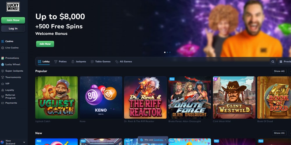 LuckyWins Casino Interface