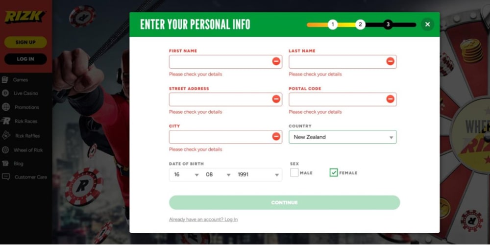 Rizk Casino Registration