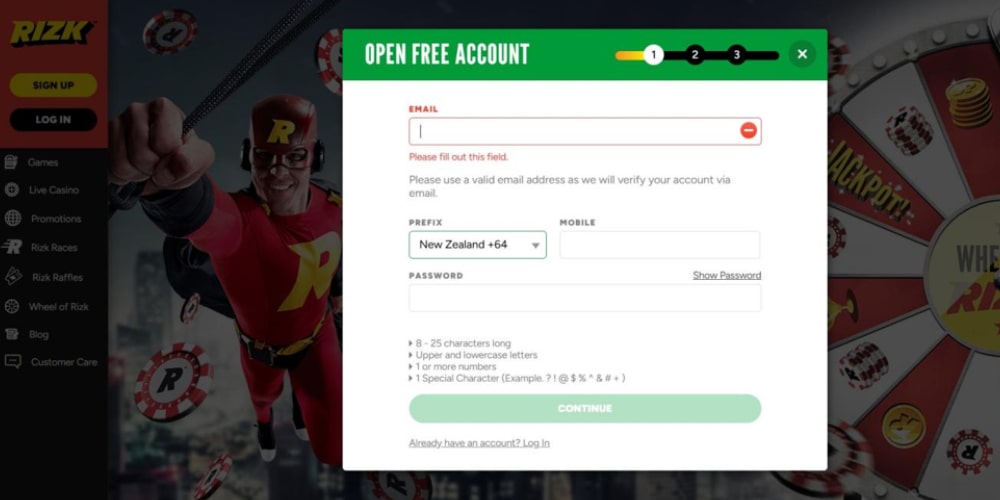 Rizk Casino Registration